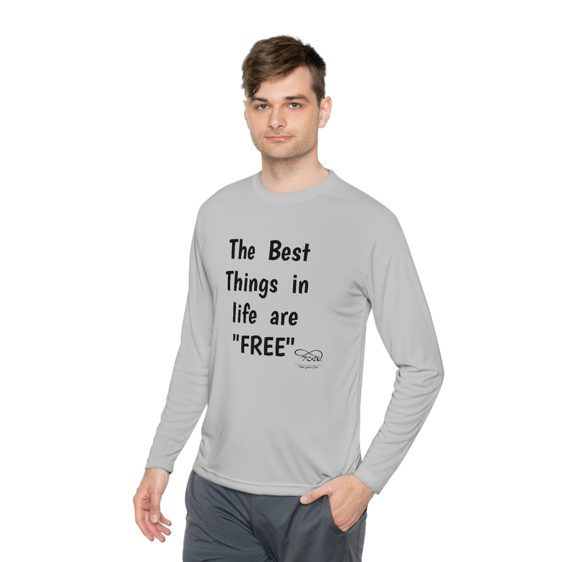 FUN QUOTES -- "Best Things in Life are FREE -- Unless I'm in the Dog-House"--Unisex Lightweight Long Sleeve Tee