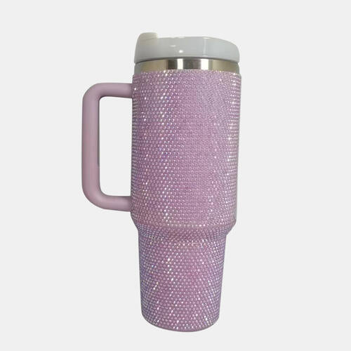 BEST MUGS--Rhinestone Stainless Steel Tumbler with Straw