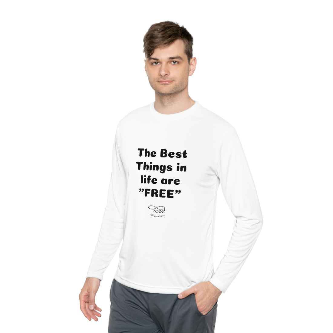 FUN QUOTES -- "Best Things in Life are FREE” — Unless it's her birthday!! — Unisex Lightweight Long Sleeve Tee