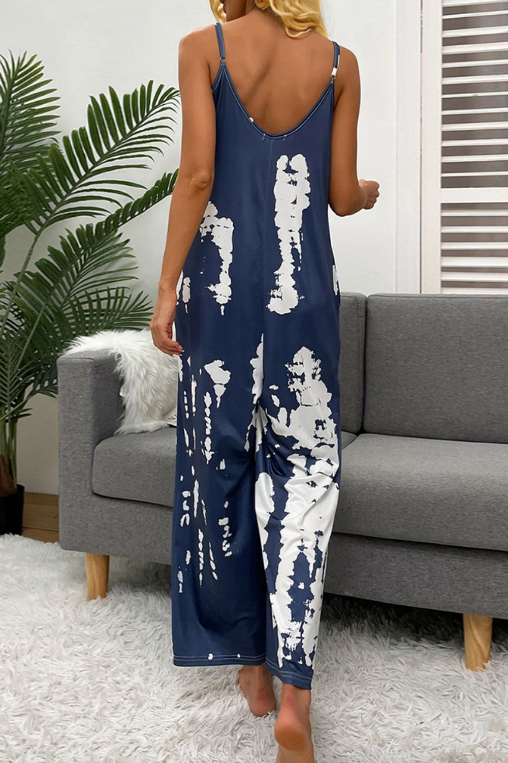 LADIES—Tie-Dye Spaghetti Strap Jumpsuit with Pockets