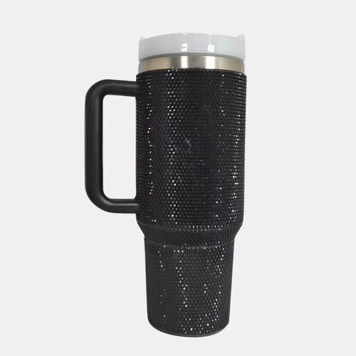 BEST MUGS--Rhinestone Stainless Steel Tumbler with Straw