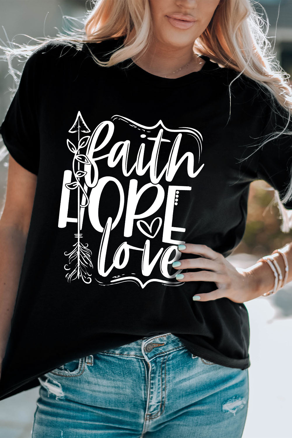 LADIES--FAITH HOPE LOVE Graphic Tee Shirt