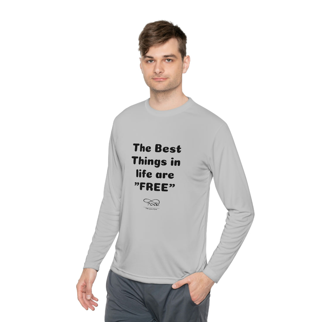 FUN QUOTES -- "Best Things in Life are FREE” — Unless it's her birthday!! — Unisex Lightweight Long Sleeve Tee