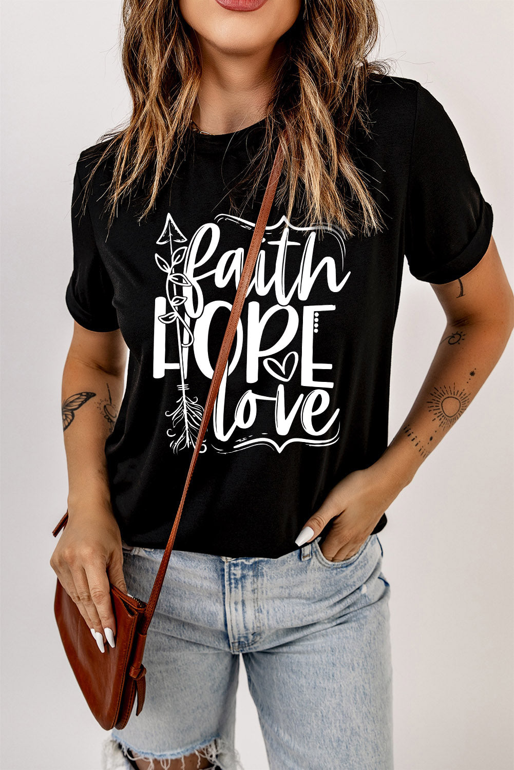 LADIES--FAITH HOPE LOVE Graphic Tee Shirt