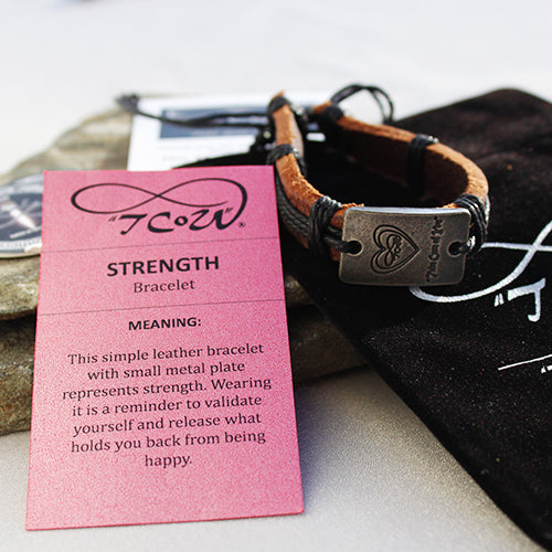 TCoU Engraved Leather Bracelet, Represents "Strength"