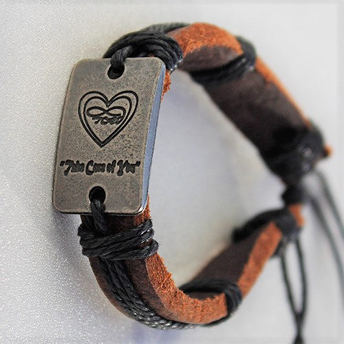 TCoU Engraved Leather Bracelet, Represents "Strength"