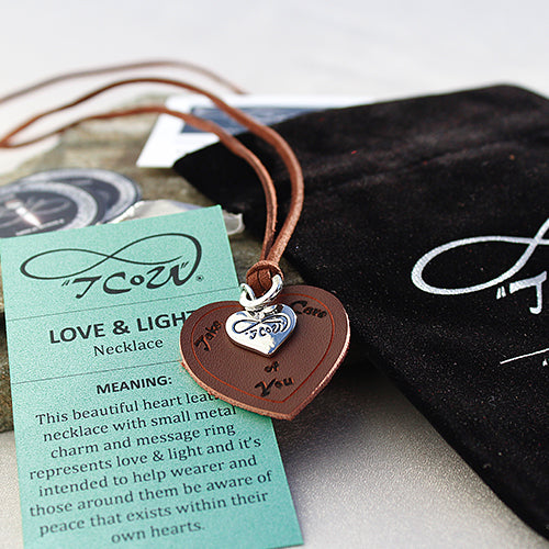TCoU Heart Leather Necklace Represents Love & Light