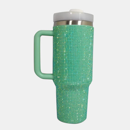 BEST MUGS--Rhinestone Stainless Steel Tumbler with Straw