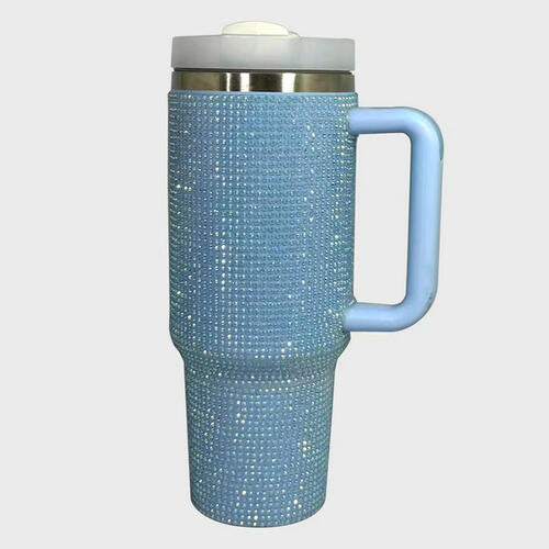 BEST MUGS--Rhinestone Stainless Steel Tumbler with Straw