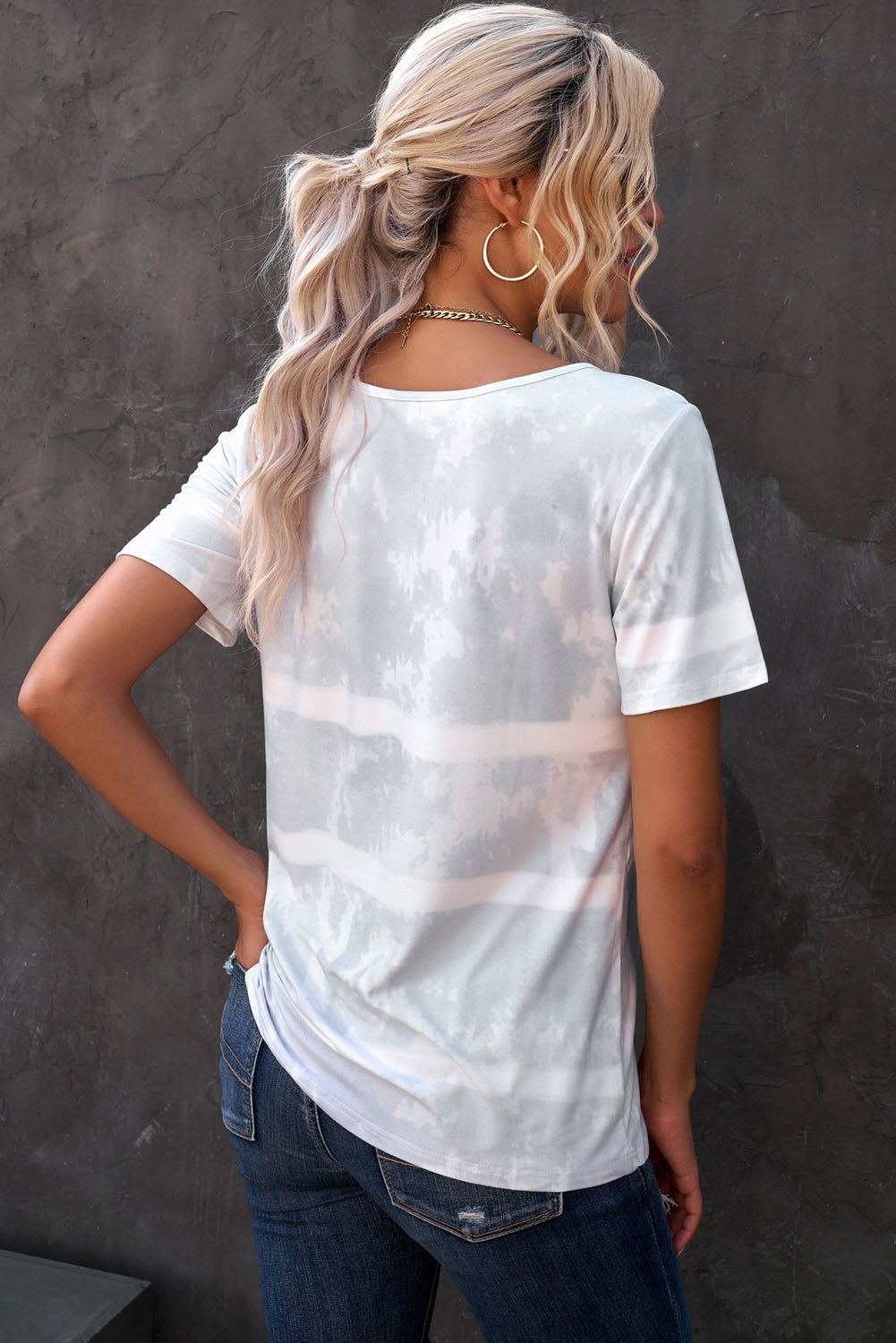 Ladies—Tie-Dye Henley T-Shirt