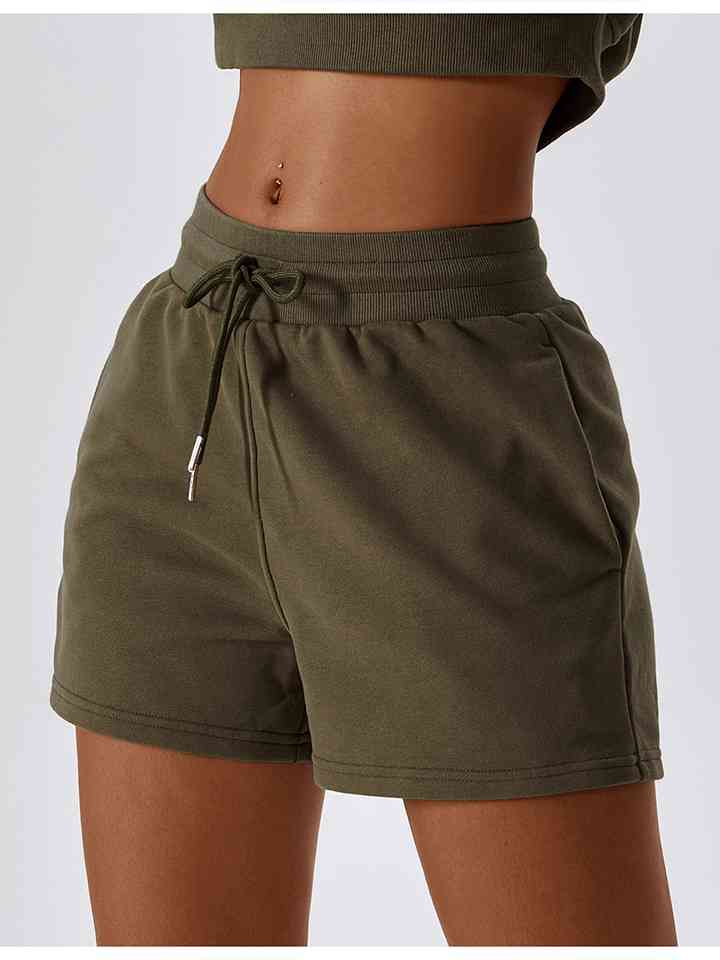 Ladies - Shorts - Drawstring Smocked Waist Sports Shorts