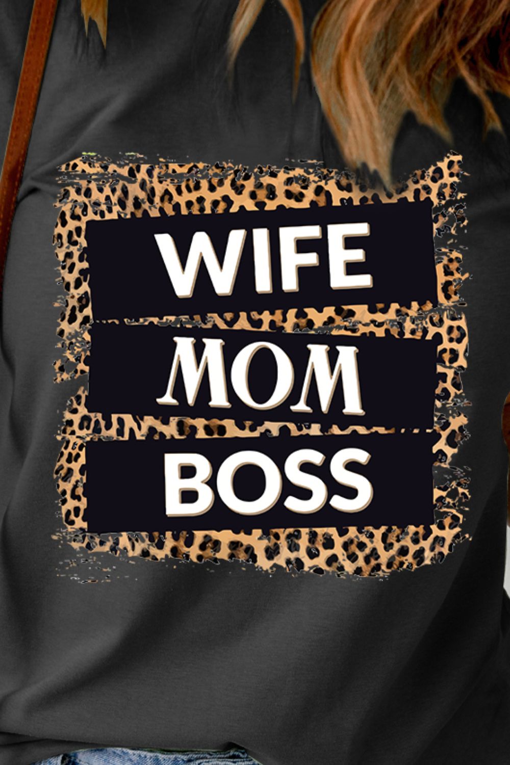 LADIES-T-SHIRT-WIFE-MOM-BOSS, Leopard Graphic T-shirt