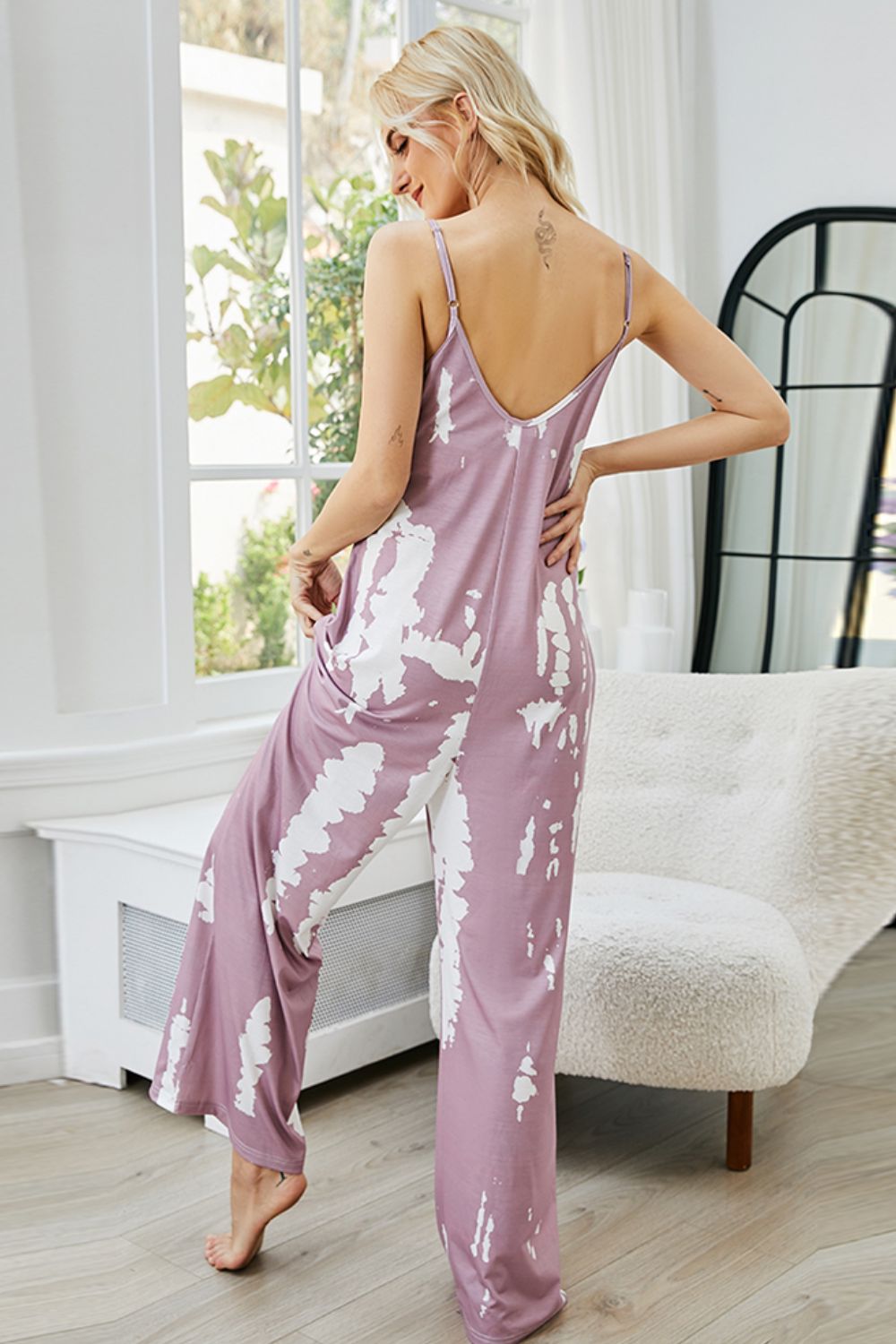 LADIES—Tie-Dye Spaghetti Strap Jumpsuit with Pockets