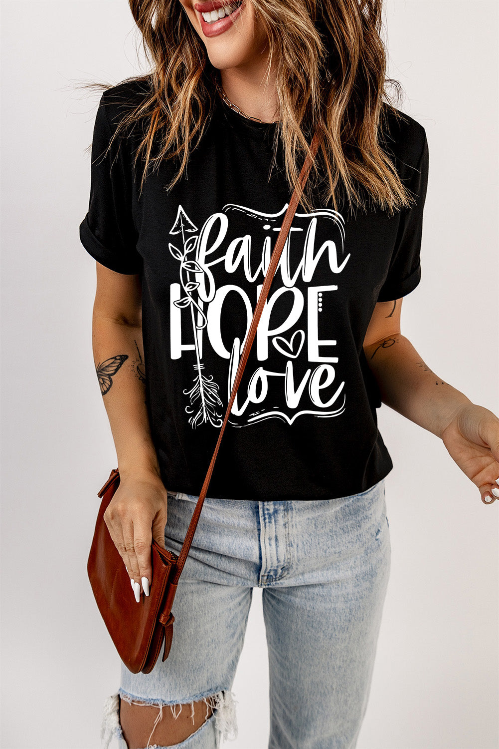 LADIES--FAITH HOPE LOVE Graphic Tee Shirt