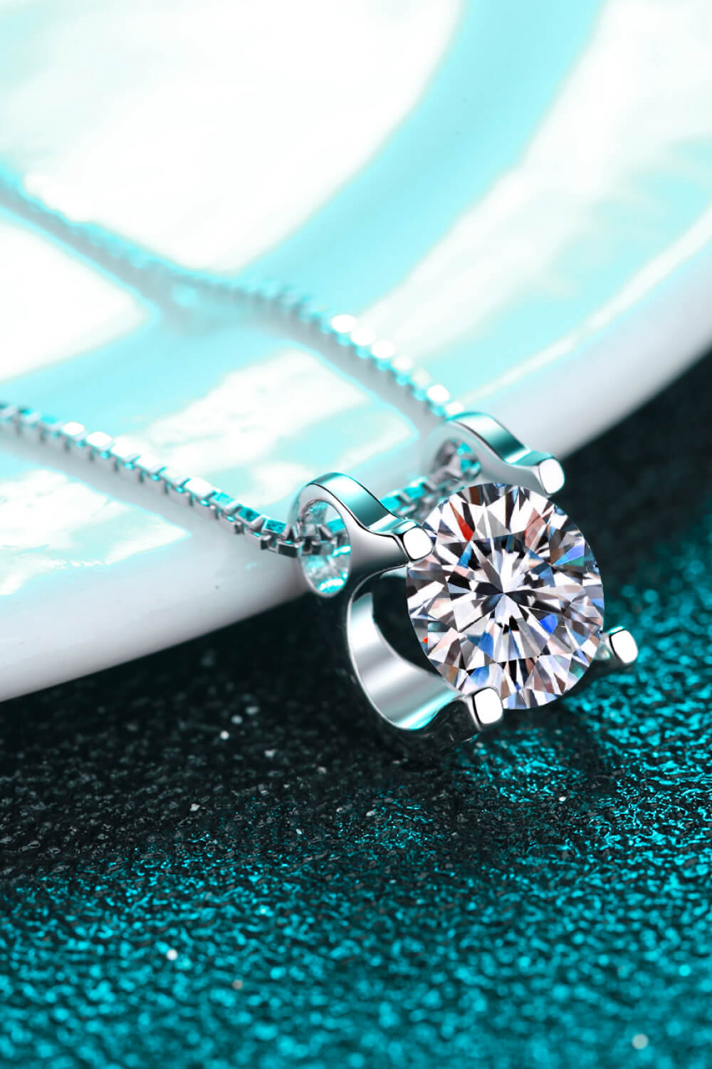 1 Carat Moissanite Necklace, 925 Sterling Silver Chain