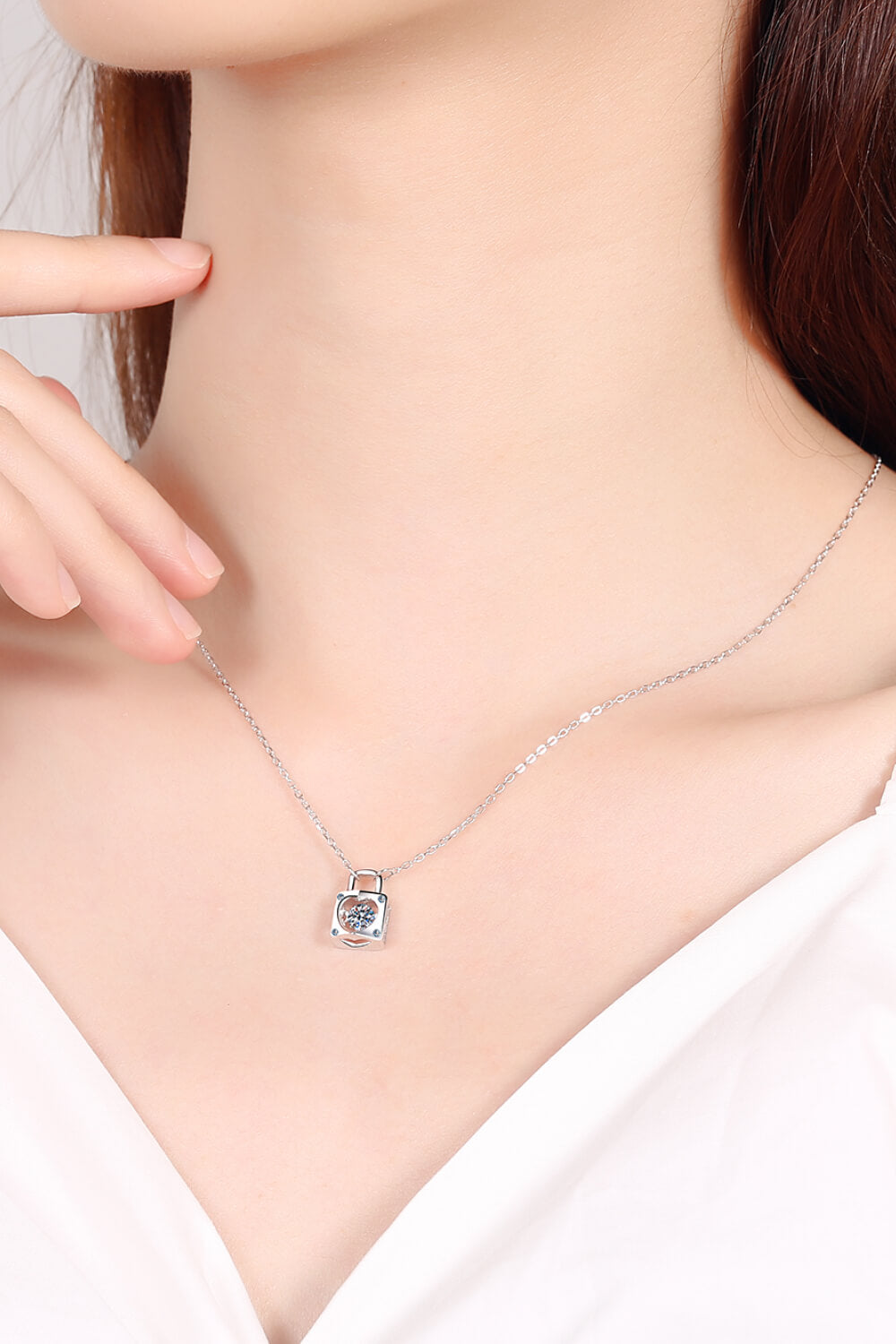 Heart-Shaped-Lock - Moissanite Pendant Necklace