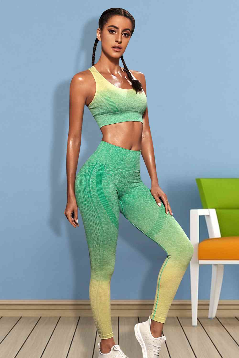 Ladies - Workout Set - Gradient Sports Tank and Leggings Set