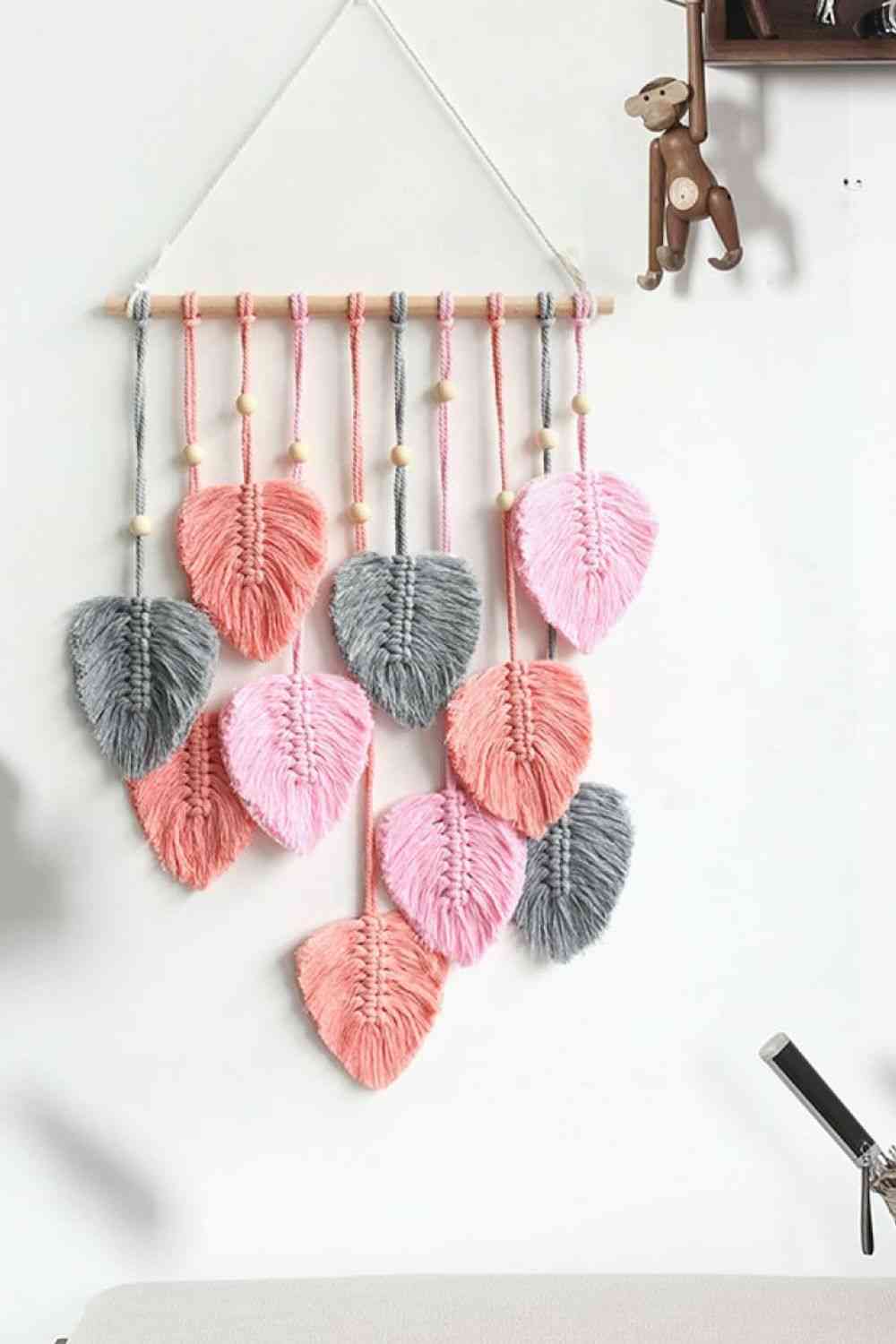 Macrame Leaf Bead Wall Hanging